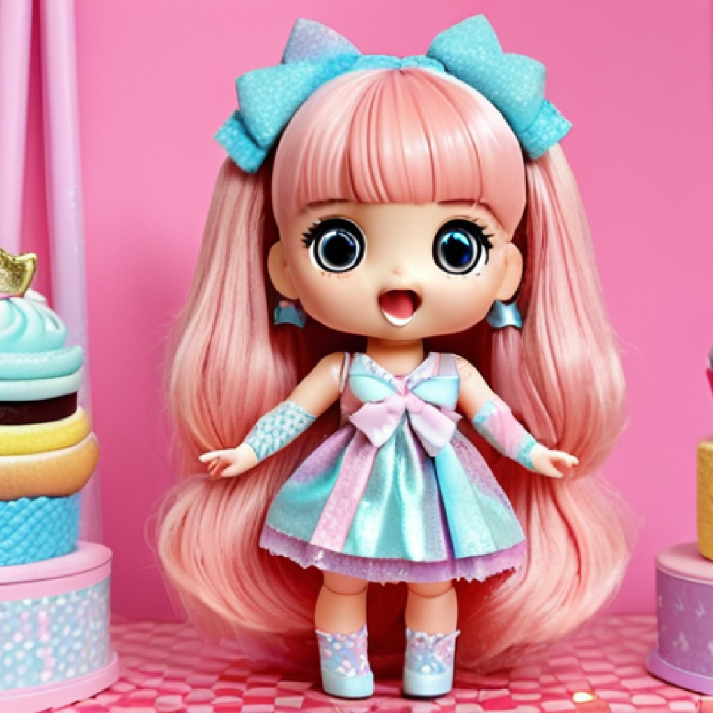 **

"Cute LOL Surprise doll opening ceremony! Pastel colors, glitter, lots of packaging layers. Excitement in the air! Japanese kawaii style."

**