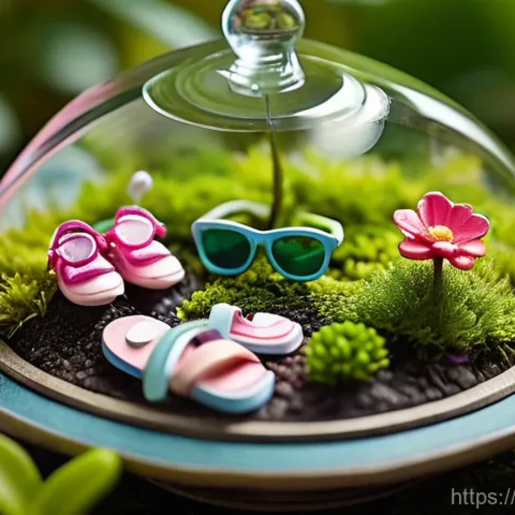 LOL 서프라이즈 액세서리 세트 활용법 - **Whimsical Miniature Garden:** A close-up shot of a beautifully arranged miniature garden, nestled ...