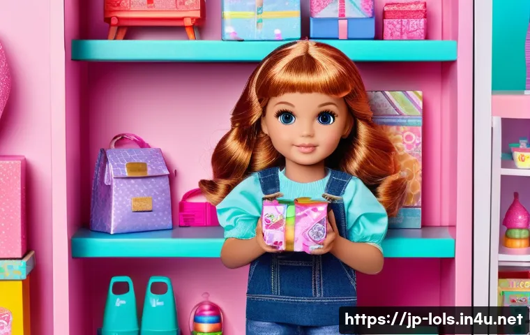 LOL 서프라이즈 장난감의 장단점 분석 - A vibrant and playful scene showcasing a child carefully unwrapping an LOL Surprise doll package wit...