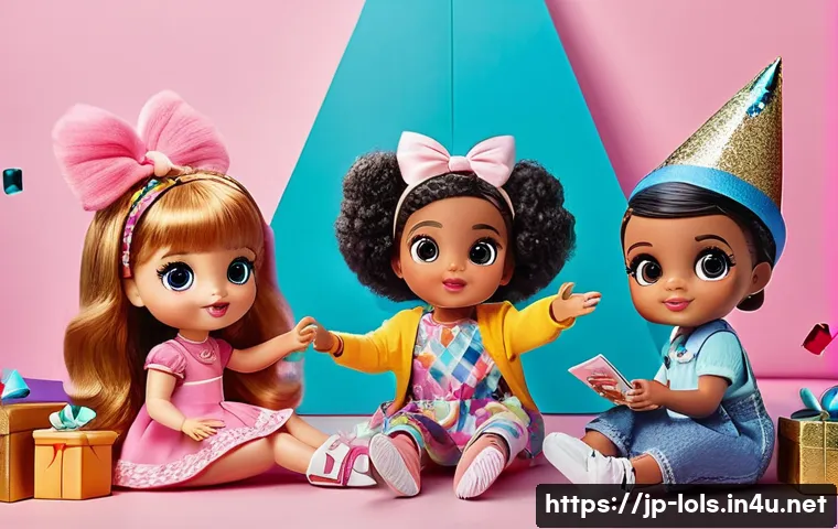 LOL 서프라이즈의 소비자 만족도와 피드백 - A vibrant and colorful scene of diverse LOL Surprise dolls arranged in a playful treasure hunt setti...