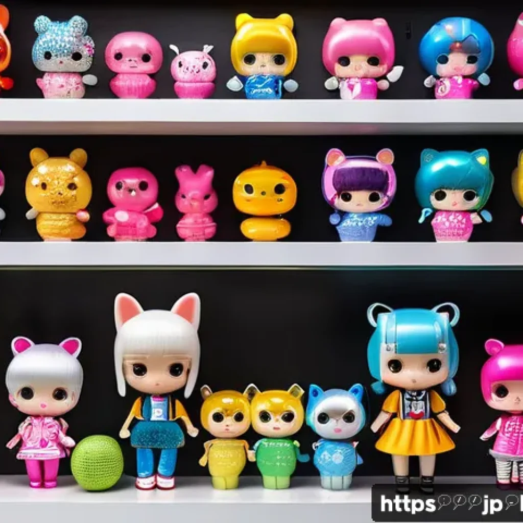 LOL 서프라이즈의 경제적 성공 요인 - A vibrant, colorful scene showcasing a collection of LOL Surprise dolls, each with unique personalit...