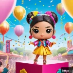 LOL 서프라이즈의 다양한 소비자 참여 이벤트 - A highly detailed illustration of an exclusive LOL Surprise event doll wearing colorful, stylish clo...