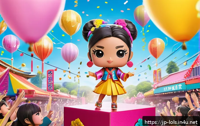 LOL 서프라이즈의 다양한 소비자 참여 이벤트 - A highly detailed illustration of an exclusive LOL Surprise event doll wearing colorful, stylish clo...