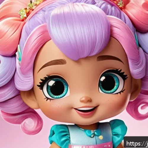 LOL 서프라이즈 캐릭터별 인기 투표 결과 - A vibrant LOL Surprise character with colorful, sparkling hair styled in playful curls, wearing a pa...