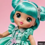 LOL 서프라이즈의 최신 패션 트렌드 연계 - A detailed close-up of a LOL Surprise doll dressed in a luxurious velvet-inspired outfit with soft t...