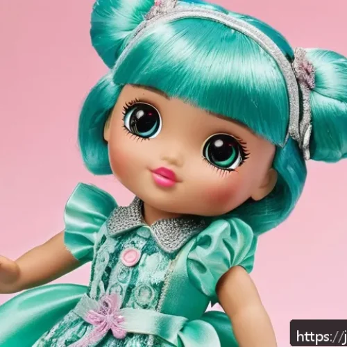 LOL 서프라이즈의 최신 패션 트렌드 연계 - A detailed close-up of a LOL Surprise doll dressed in a luxurious velvet-inspired outfit with soft t...